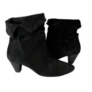 Free People Boho Black Suede Adella Ankle Booties Slouchy Women Sz 39 / 8.5-9